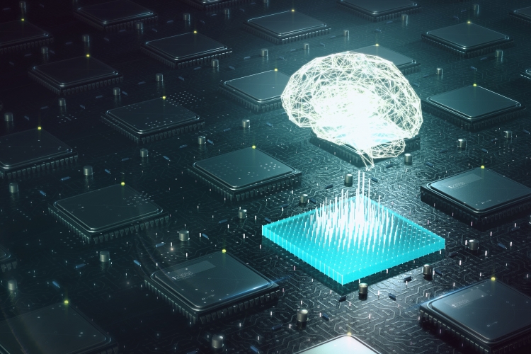Depiction of AI 'brain' over CPU